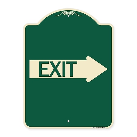 Signmission Exit With Right Arrow Heavy-Gauge Aluminum Architectural Sign, 24" H, 18" L, G-1824-24606 A-DES-G-1824-24606